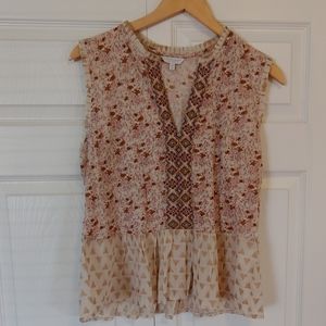Lucky Brand sleevless peplum blouse size medium